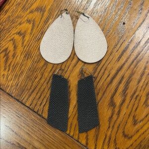 2 Pairs Nickel & Suede Leather Earrings